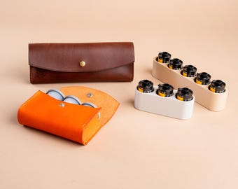 Leather 35mm Film Case Holder Pouch, Photography Camera Accessories Bag, Kodak, Fujifilm