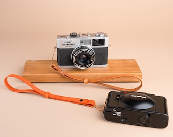 Leather Camera Wrist Strap for Photographers, Minimal, Thin, Point and Shoot, Compact, Film