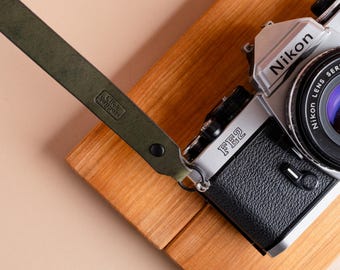 Leather Camera Strap, Fixed Length Classic, DSLR Film Photographer Gift, Custom