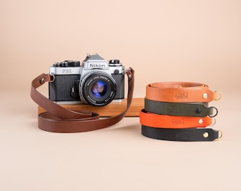 Correa de cuero para cámara, clásica de longitud fija, ideal como regalo para fotógrafos de cámaras DSLR y analógicas, personalizada.