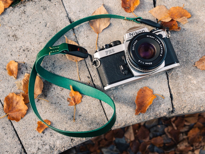 Fixed Length Leather Camera Strap with Peak Design Anchors Quick Connectors, Hand Stitched, Custom image 7