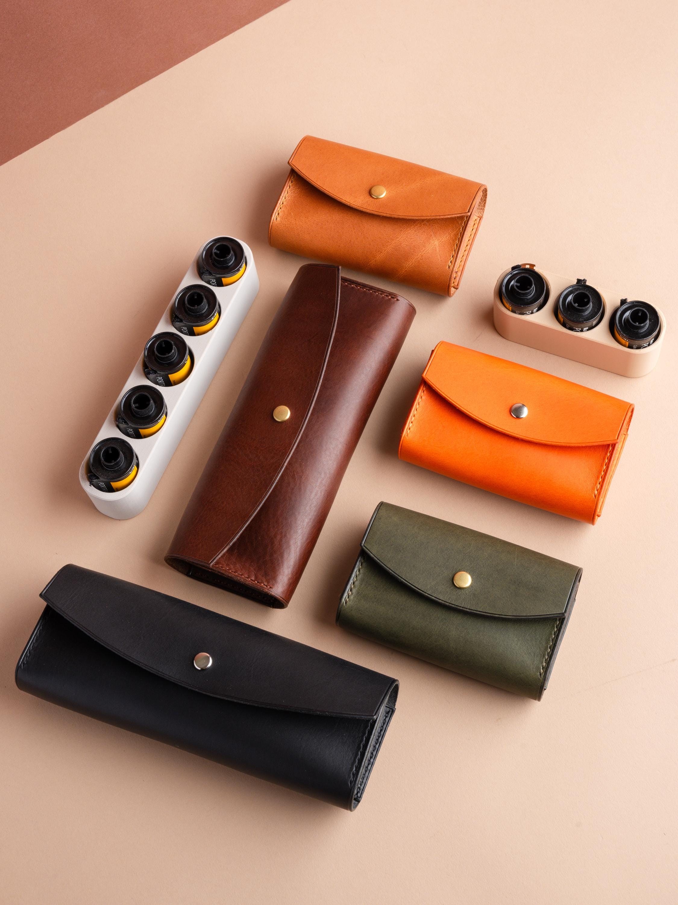 レザー35mmフィルムケースホルダーポーチ、写真カメラアクセサリー