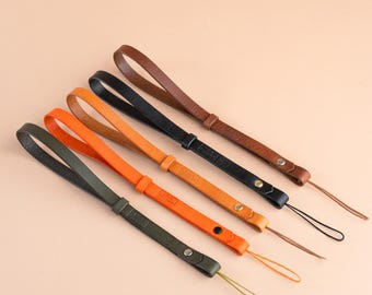 Skinny Leather Camera Wrist Strap for Photographers, Thin, Point and Shoot, Compact, Film