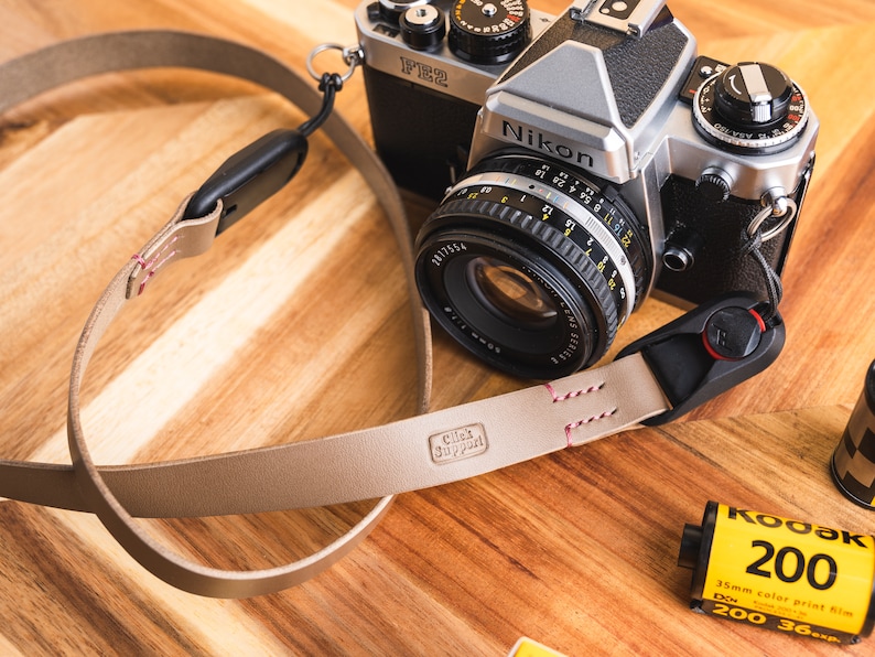 Fixed Length Leather Camera Strap with Peak Design Anchors Quick Connectors, Hand Stitched, Custom image 5