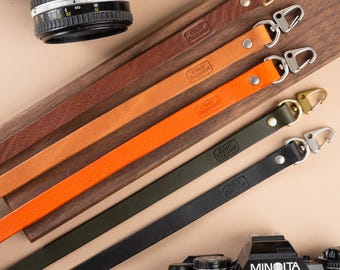 Leather Camera Strap Slim Adjustable Length Quick Release, for Film Mirrorless Photography