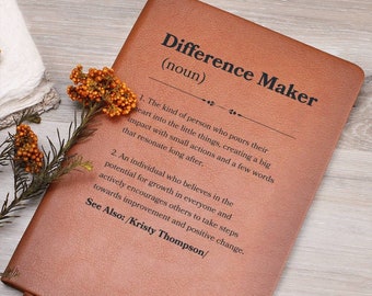 Difference Maker Noun Definition Personalized Journal Gift For Retirement Gifts For Motivational Guest Speaker Gift For Social Worker Gifts