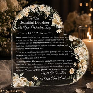 To My Daughter On Your Wedding Day Personalized Heart Plaque Gift For Daughter On Wedding Day From Parents Of The Bride Wedding Day Gifts