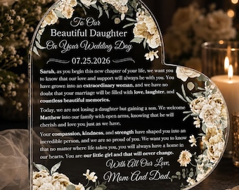 To My Daughter On Your Wedding Day Personalized Heart Plaque Gift For Daughter On Wedding Day From Parents Of The Bride Wedding Day Gifts