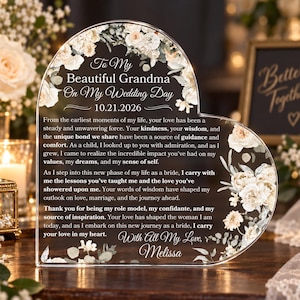 Grandmother Of The Bride Personalized Heart Plaque For Grandma Wedding Gift For Grandma Of The Bride Gift From Granddaughter To Grandmother
