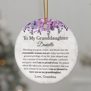Granddaughter Custom Ornament Gift From Grandma To Granddaughter Ornament For Birthday Present For Christmas Gift For Personalized Keepsake