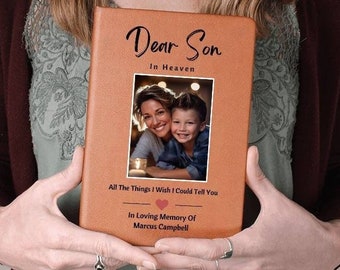 Letters To My Son In Heaven Grief Journal For Loss Of Son Personalized Leather Memorial Journal Custom Name Dear Son Memorial Notebook Gifts