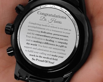 Nouveau médecin cadeau de montre personnalisé pour cadeau de graduation de l'école de médecine pour futur médecin cadeau pour cadeau de cérémonie de blouse blanche pour homme médecin