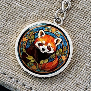 Red Panda Stained Glass Personalized Keychain Gift For Panda Lover Gift For Animal Lover Gift For Birthday Keychain Christmas Gifts For Her