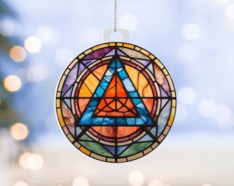 Alkoholiker Anonymous Symbol Faux Buntglas Acryl Ornament für Weihnachtsgeschenk für Nüchternheit Jahrestag Nüchternes Geschenk für AA Patengeschenke