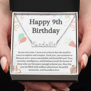 Alles Gute zum Geburtstag Geschenk für 9 Jahre altes Mädchen Geschenk zum 9. Geburtstag Personalisierte Namen Halskette für 9.Geburtstag Geschenk für Mädchen