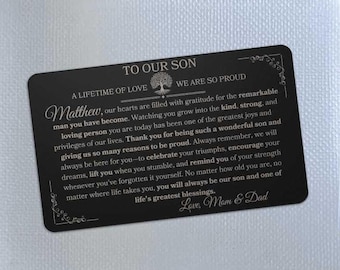 Custom Son Metal Wallet Card, Personalized Son Gift From Mom and Dad, Adult Son Christmas Gift, Unique Birthday Present, Gifts From Parents