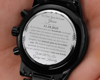 Son-In-Law Watch From Parents-In-Laws Wedding Gift For New Son-In-Law Wedding Day Gift Personalized Watch Gift For Groom Wedding Day Gifts