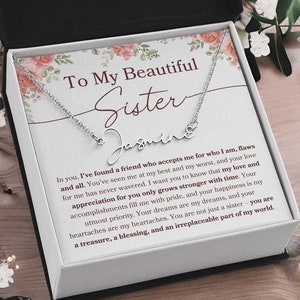 To My Sister Personalized Name Necklace Gift For Sister Birthday Present For Little Sister Gift From Big Sister Jewelry Memory Keepsake Gift