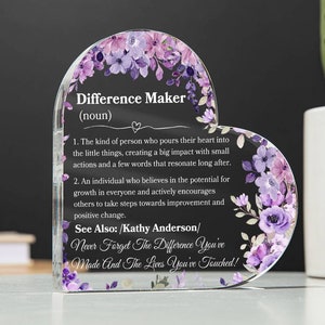 Difference Maker Noun Definition Personalized Plaque Gift For Retirement Memory Keepsake For Coworker Leaving Gift For Teacher Retiree Gifts