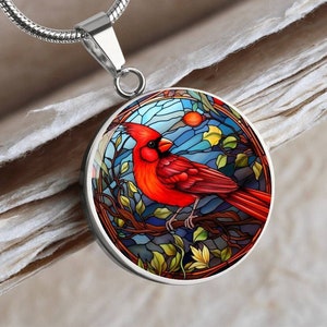 Glasmalerei-Kardinal-Anhänger Geschenk für Gedenkgeschenk Personalisierte Kardinal-Halskette Für Erinnerungsgeschenk Kardinal-Denkmalschmuck