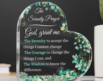 The Serenity Prayer Acrylic Heart Plaque Gift For Christian Decoration Gift For Religious Gifts For Baptism Gift For Catholic Decor Keepsake