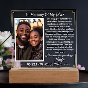 Placa personalizada en memoria de papá, regalo para papá, recuerdo de pérdida para hija/hijo, regalo para padre en el cielo, regalo conmemorativo para papá