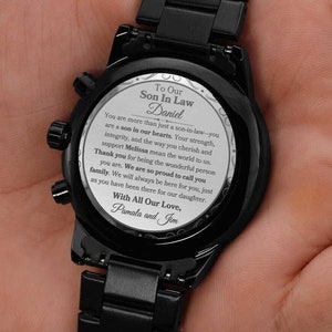 Son In Law Gift From Parents In Law To Son In Law Personalized Watch Gift For Birthday Present For Graduation Gift For Anniversary Keepsake