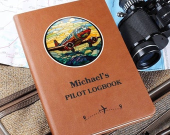Pilot Logbook For Aviator Personalized Journal Gift For Flight School Graduation Gifts For Pilot Log Book Gifts For Birthday Present For Him