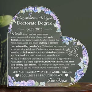 Doctorate Degree Graduation Gift For PhD Graduate Personalized Plaque Gift For Doctor Of Philosophy Grad Keepsake For Congratulations Gifts