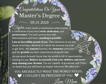 Plaque personnalisée diplôme de maîtrise pour cadeau de maîtrise pour diplôme de maîtrise Souvenir souvenir pour fille/petite-fille