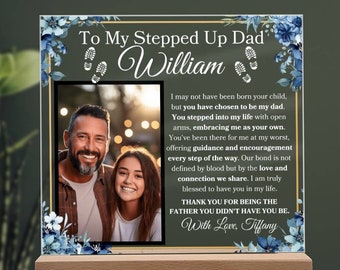 Stepped Up Dad Personalized Plaque Gift For Stepdad Gift From Stepdaughter To Bonus Dad Gift For Birthday Gift For Father's Day Keepsake