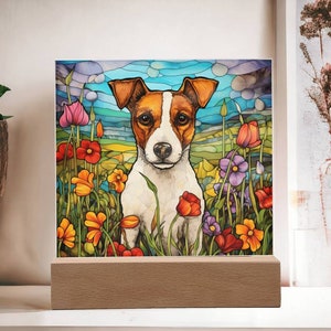 Jack Russell Faux Stained Glass Acrylic Plaque Gift for Dog Person Decoration Gift For Jack Russell Nightlight Gift For Dog Mom Birthday