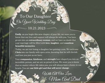 To My Daughter On Your Wedding Day Personalized Heart Plaque Gift For Daughter On Wedding Day From Parents Of The Bride Wedding Day Gifts