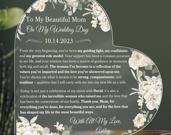 Mother Of The Bride Personalized Heart Plaque Wedding Day Gift For Mom From The Bride To My Mom On My Wedding Day Gift From Bride Gifts