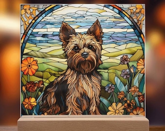 Yorkshire Terrier Faux Stained Glass Acrylic Plaque Decoration For Dog Lover Gift For Yorkie Nightlight For Dog Person Gifts For Pet Owner