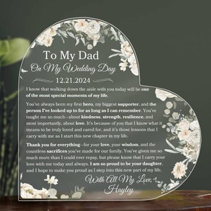 Dad Wedding Day Gift For Father Of The Bride Personalized Plaque Gift From Daughter To Dad Wedding Memory Keepsake For Bride&#39;s Dad Gifts