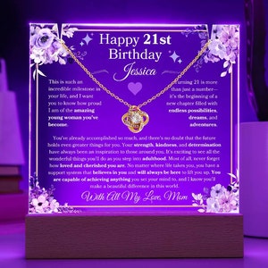 Glückliches 21. Geburtstagsgeschenk für den 21. Geburtstag Personalisierte Plakette / Halskette für das Drehen einundzwanzig Schmuck Geschenk für den 21. Geburtstag Andenken