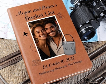 Bucket List Personalized Journal With Custom Name And Photo Notebook For Travel Logbook For Couple Traveling Adventure Book Anniversary Gift