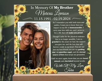 Loss Of Brother Personalized Plaque Gift For Memorial Keepsake For Loss Of Brother Gift For Sister/Brother Remembrance Gift For Birthday