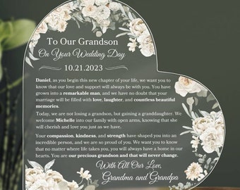 To Our Grandson On Your Wedding Day Personalized Plaque Gift For Grandson Wedding Gift From Grandparents To Grandson Gift Memory Keepsake