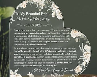 To My Bride Personalized Heart Plaque Gift For Bride Wedding Day Gift From Groom To Bride Plaque Wedding Keepsake For Future Wife Gift