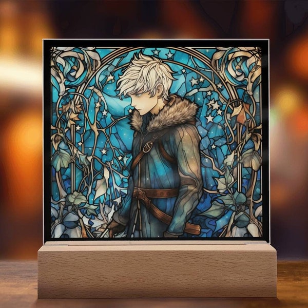Jack Frost Faux Stained Glass Winter Plaque For Christmas Decoration Gift For Holiday Season Decor For Christmas Jack Frost Nightlight Gift