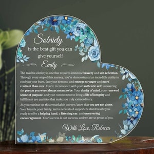 Nüchternheit personalisierte Herz Plaque Geschenk für Nüchternheit Geschenk für Erholung Geschenk für Nüchternheit Jahrestag Geschenk für AA Jahrestagsgeschenk für Sie