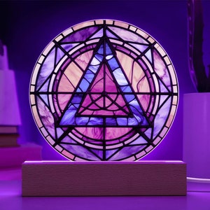 Placa circular con luz LED de vidrio de imitación con símbolo de Alcohólicos Anónimos, regalo para patrocinadores de AA, regalo para sobriedad, regalos de aniversario, regalos de Navidad