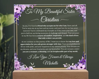 To My Sister Personalized Plaque For Sister Birthday Gift From Sister Graduation Gifts For Big Sister From Little Sister Gift From Brother