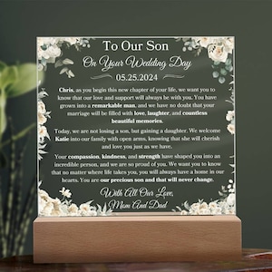 To My Son On Your Wedding Day Personalized Plaque For Groom Wedding Memory Keepsake From Parents To Son Custom Name Wedding Gifts For Groom
