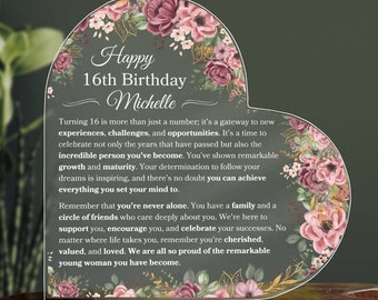 16th Birthday Personalized Plaque For Sixteenth Birthday Gift For 16 Year Old Memory Keepsake For Sweet 16 Present For Daughter Gifts