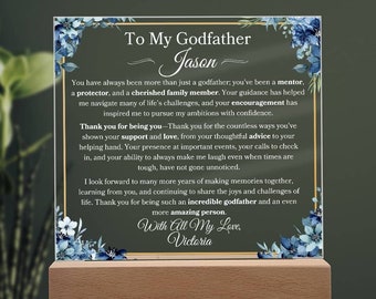 Godfather Personalized Plaque Gift For Godfather Father's Day Gift For Birthday Present From Goddaughter/Godson To Bonus Dad Memory Keepsake