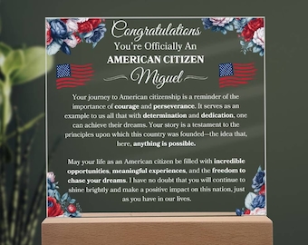 New Citizen Gift For New American Citizen Personalized Plaque For New USA Citizenship Gift For Immigrant Citizen Gift For Naturalization