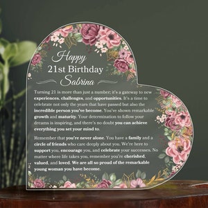 21. Geburtstag personalisierte Plakette für einundzwanzigste Geburtstag Geschenk für die 21-jährige Tochter Geschenk für die Enkelin